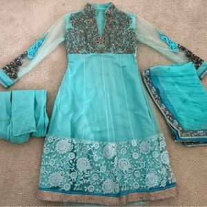 Blue and gold Pakistani Indian dress
